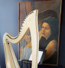 Harp and Harpist Painting